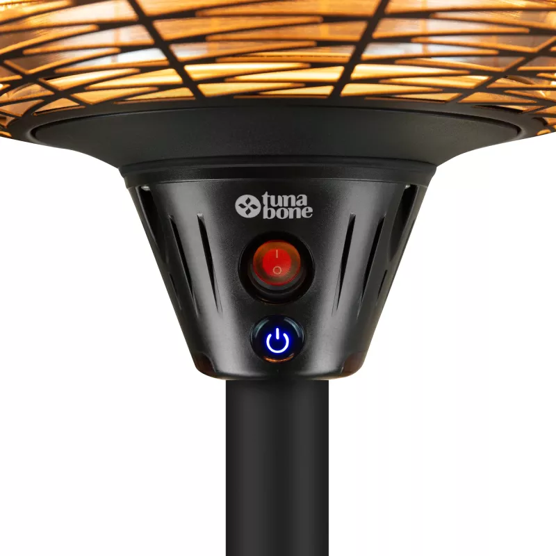 Elektryczny stojący promiennik podczerwieni na taras TARGUS TB2068S-01, 2000 W, 3 poziomy mocy, IP45, do 20 m²