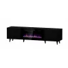 Szafka TV Cama Meble PAFOS EF z kominkiem elektrycznym 180x42x49 cm, czarny mat, 2 drzwi, 1400–1600 W