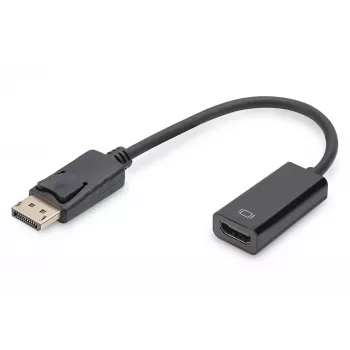DIGITUS Adapter, DisplayPort Stecker - HDMI A Kupplung DisplayPort Standard 1.1a, UL20276 zertifiziert, AWG28 (DB-340400-001-S)