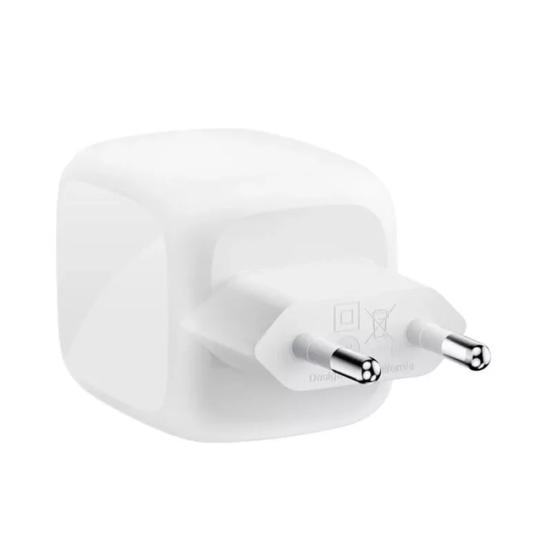 Wewnętrzna szybka ładowarka AC Belkin WCH020KQ2MWH-B6 — 2x USB‑C, 2 m zintegrowany kabel, biała
