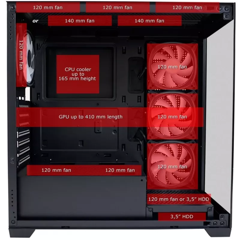 Obudowa LC-Power MidiTower 715B czarna USB3.2/Audio bez zasilacza SEAMLESS_X (LC-715B-ON)