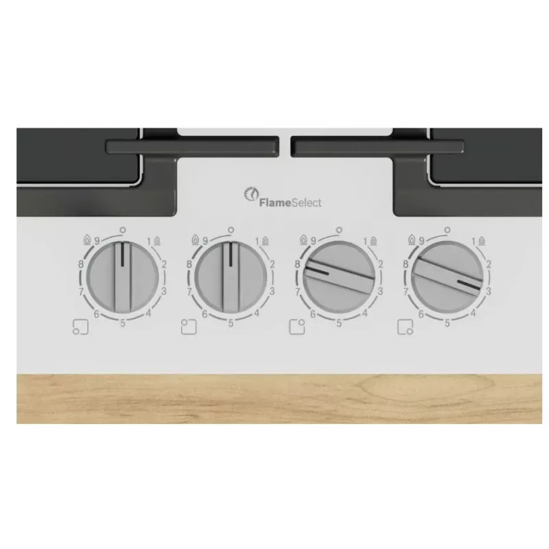 Zabudowywana płyta gazowa Bosch PPP6A2I40, 4 strefy, ruszty żeliwne, czarna, 590×520×54 mm, sterowanie pokrętłami obrotowymi