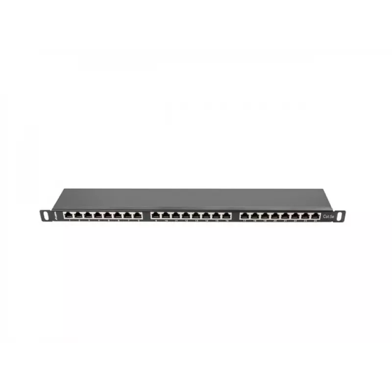 Patch panel LANBERG PPS5-0024-B 24-portowy CAT5e, metalowy, 0,5U, 445×99×22,3 mm, czarny