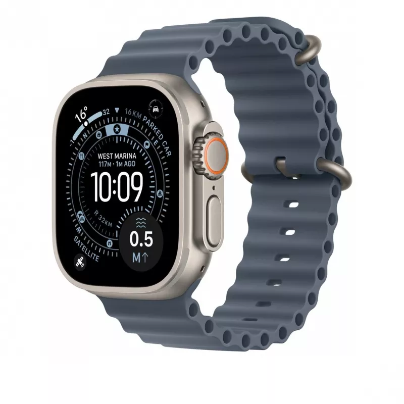 Przedłużenie paska 49 mm Anchor Niebieski Ocean Band – Naturalne wykończenie z tytanu