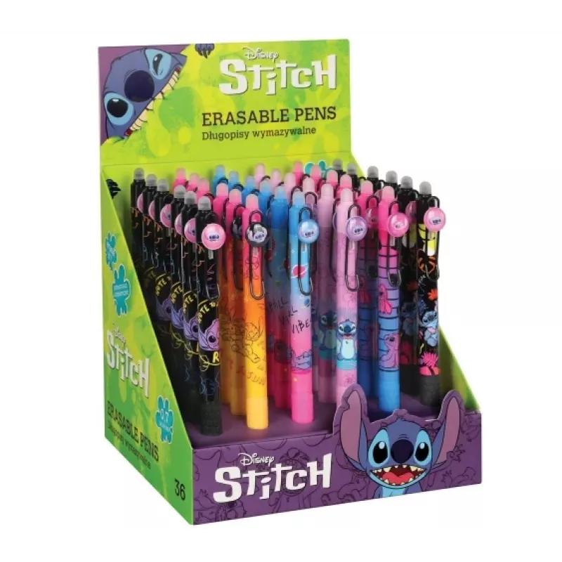 Wysuwany, gumowany, ścieralny długopis CoolPack Disney Stitch Czarny