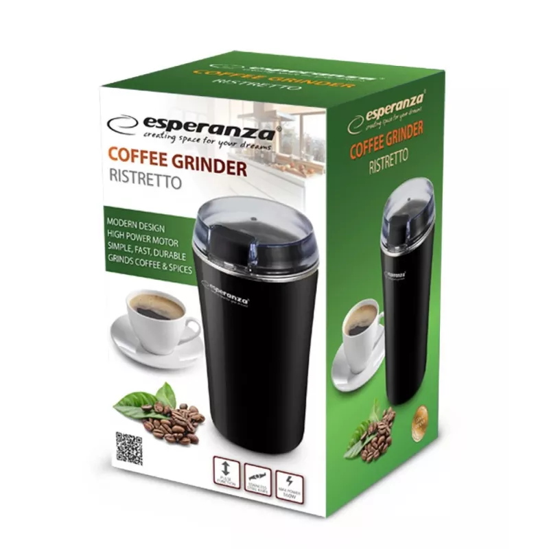 Młynek żarnowy do kawy ESPERANZA EKC008K — 160 W, pojemność 70 g, czarny