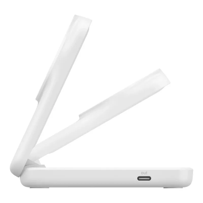 Belkin UltraCharge 25W Qi2 składana bezprzewodowa stacja ładująca 2w1, biała (WIZ038KQWH)