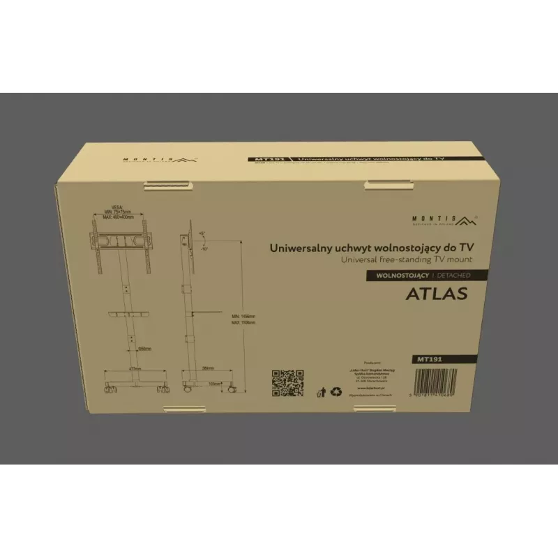Mobilny stojak pod telewizor MONTIS MT191 ATLAS do ekranów 26–60 cali, maks. obciążenie 35 kg, VESA do 400x400
