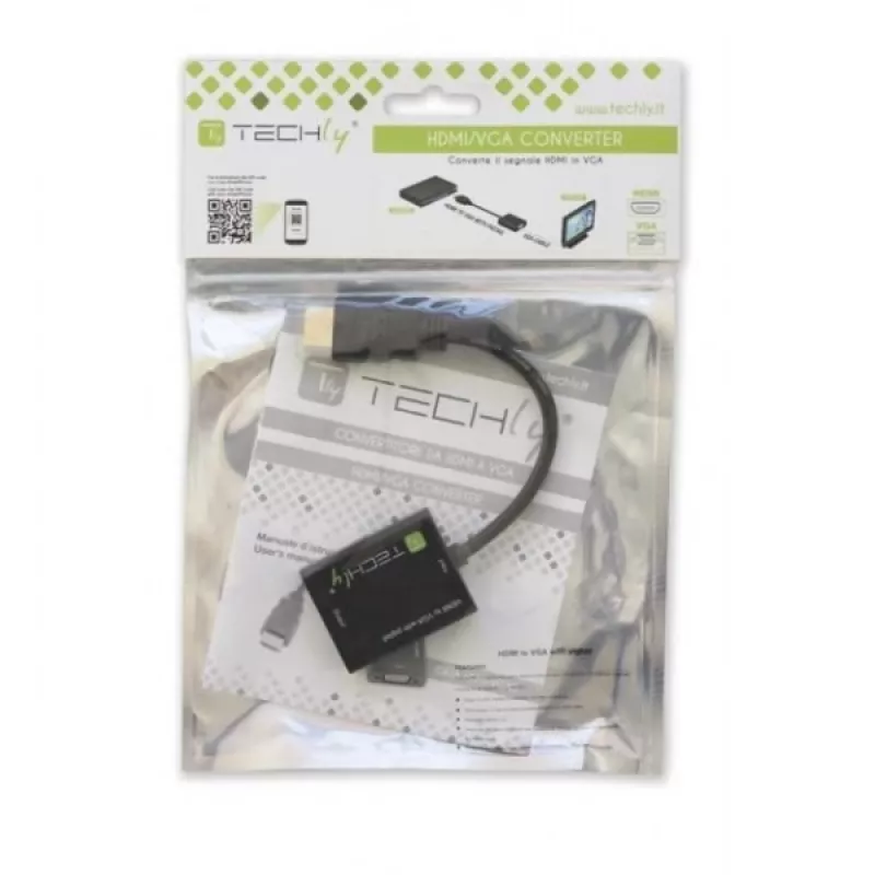 Techly IDATA-HDMI-VGA2 kabel przejściowy wideo VGA (D-Sub) Czarny