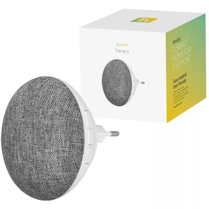Dzwonek bezprzewodowy Hombli Doorbell Chime 2 od Avanca International BV — bezprzewodowy 433,92 MHz, AC 110–240 V, wtyczka typu C, szary/biały