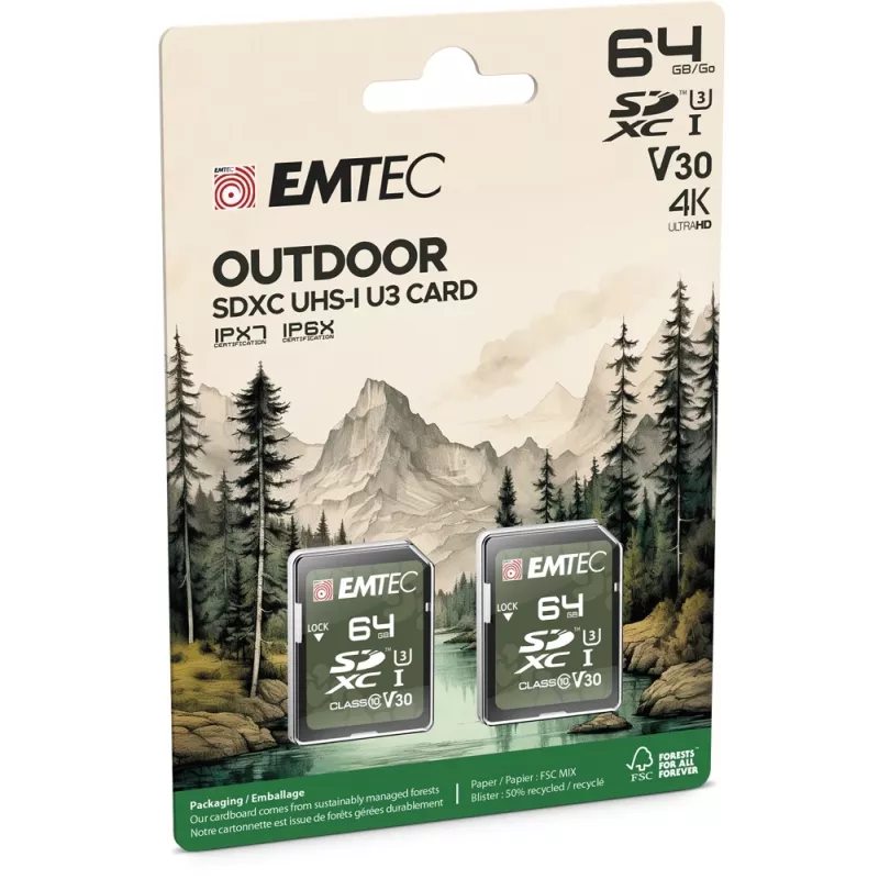 Karta pamięci flash Emtec 64GB UHS-I U3 V30 Outdoor ECMSD64GXCU3ORP
