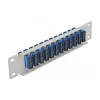 Fiber Optic Patch Panel DeLOCK 10 inch 12 Port SC Duplex niebieski 1U szary