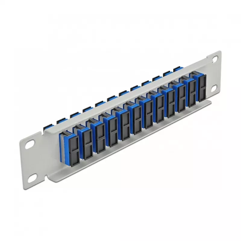 Fiber Optic Patch Panel DeLOCK 10 inch 12 Port SC Duplex niebieski 1U szary