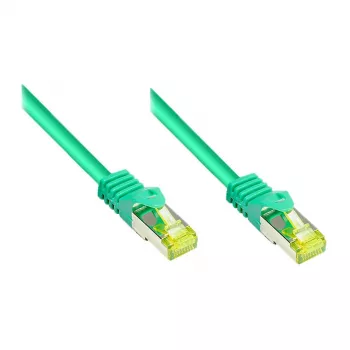 Kabel krosowy RJ45 z surowym kablem kat. 7 i ochroną zatrzasku (RNS®), S/FTP, PiMF, bezhalogenowy, 600 MHz, OFC, zielony, 2 m, Good Connections® (8070R-020G)