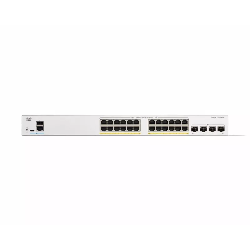 Cisco Catalyst 1300-24P-4G Managed Switch, 24 porty GE, PoE, 4x1GE SFP, ograniczona dożywotnia ochrona (C1300-24P-4G)
