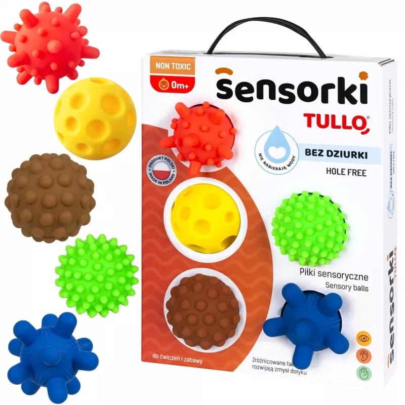 Piłeczki sensoryczne bez otworów TULLO 5 szt.