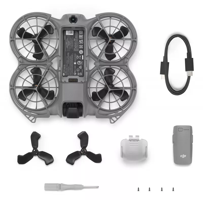 Quadcopter dron DJI Neo 2 — 4 wirniki, aparat 12 MP, wideo 2688×1512, bateria 1606 mAh, pamięć wewnętrzna 49 GB, Wi‑Fi i Bluetooth