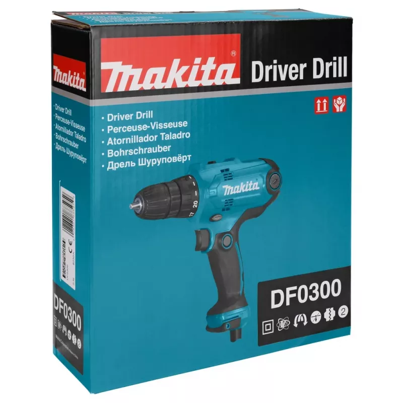 Wiertarka Makita DF0300 1500 obr./min, bezkluczykowa, 1,2 kg, czarna, niebieska