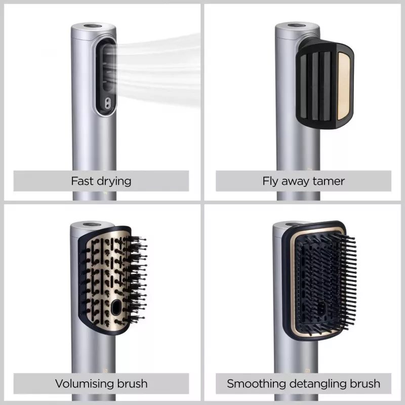 Zestaw do stylizacji włosów BABYLISS AS6555E — technologia Airflow, 4 poziomy grzania, przewód 2,5 m, Srebrny/Złoty