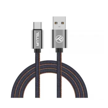 Kabel danych USB Tellur USB na Type-C 1 m Denim, pleciony kabel 1m do ładowania i przesyłu danych