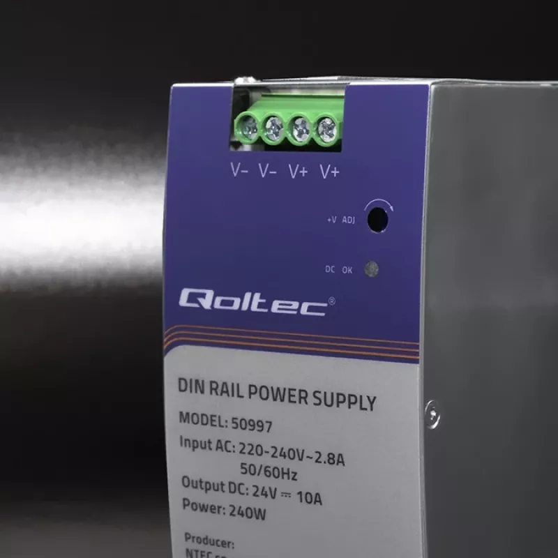 Zasilacz na szynę DIN QOLTEC 50997 240W 24V 10A