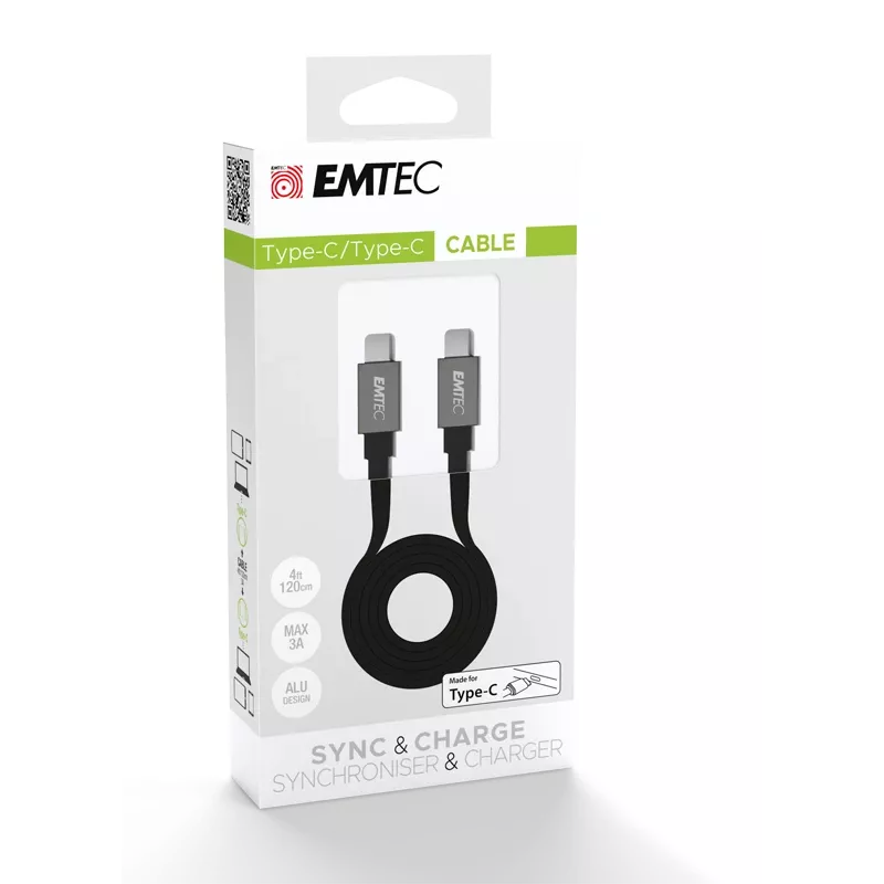Kabel USB Emtec T700C2 1.2m USB C Czarny
