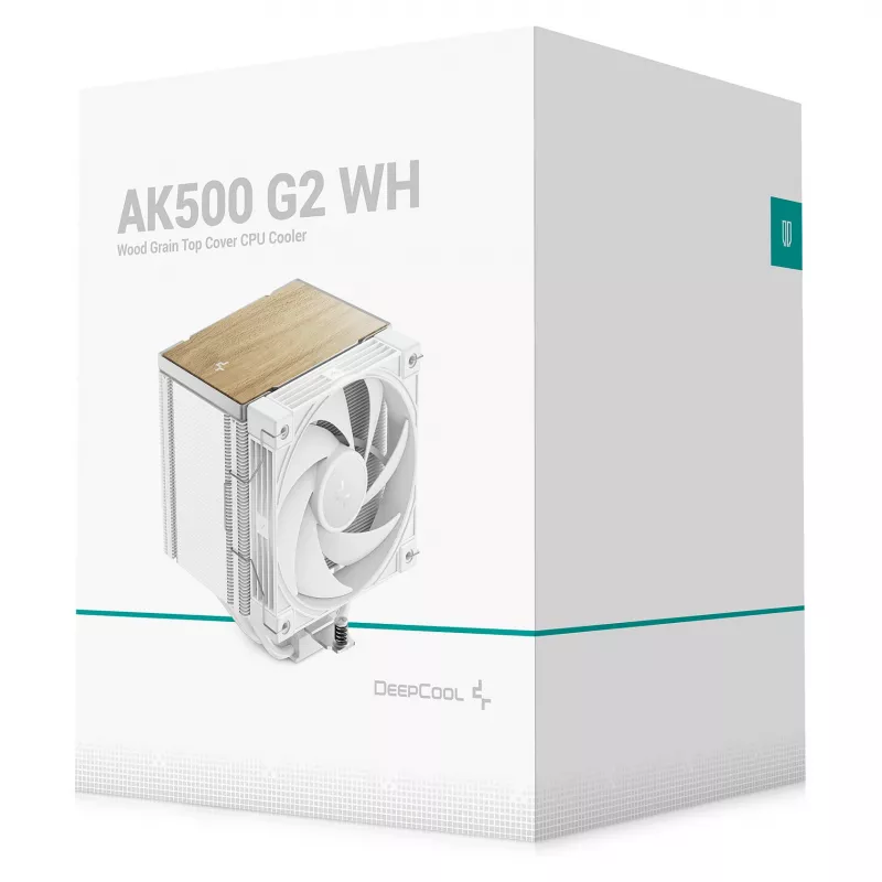 Chłodzenie procesora DeepCool AK500 G2 WH, wentylator 120 mm, maks. ciśnienie powietrza 3,33 mmH2O, 117×129×159 mm, biały
