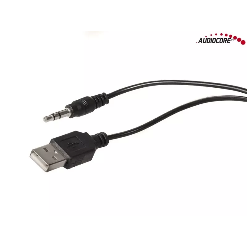 2-drożny głośnik PC Audiocore AC870 B — 3 W RMS, przewodowe zasilanie USB, wejście 3,5 mm, kanały 2.0