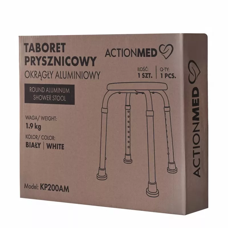 Okrągły aluminiowy stołek prysznicowy