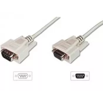 Digitus ASSMANN - Serielles Verlängerungskabel - DB-9 (W) zu DB-9 (M) - 5 m - geformt, Daumenschrauben - beige (AK-610203-050-E)