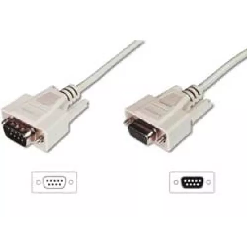 Digitus ASSMANN - Serielles Verlängerungskabel - DB-9 (W) zu DB-9 (M) - 5 m - geformt, Daumenschrauben - beige (AK-610203-050-E)