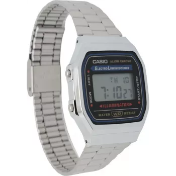 Zegarek cyfrowy CASIO A168WA unisex srebrny — wodoszczelny, wyświetlacz LED