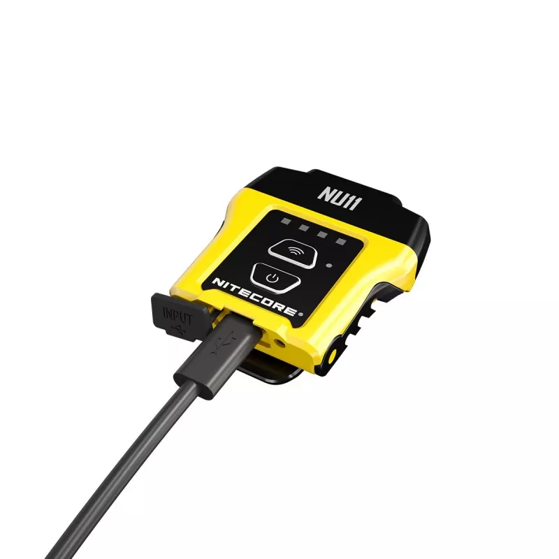 Latarka czołowa z opaską Nitecore NU11 — 150 lm, IPX5, ładowanie USB, 41 g, żółto-czarna
