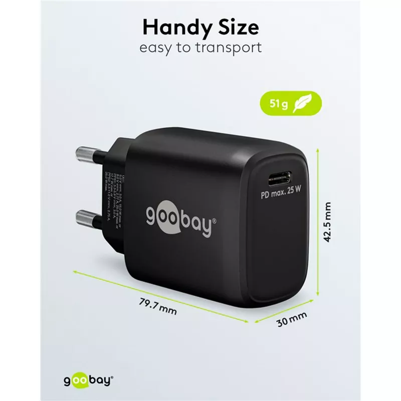 Goobay 65367 Ładowarka sieciowa do laptopów, smartfonów, tabletów – czarna