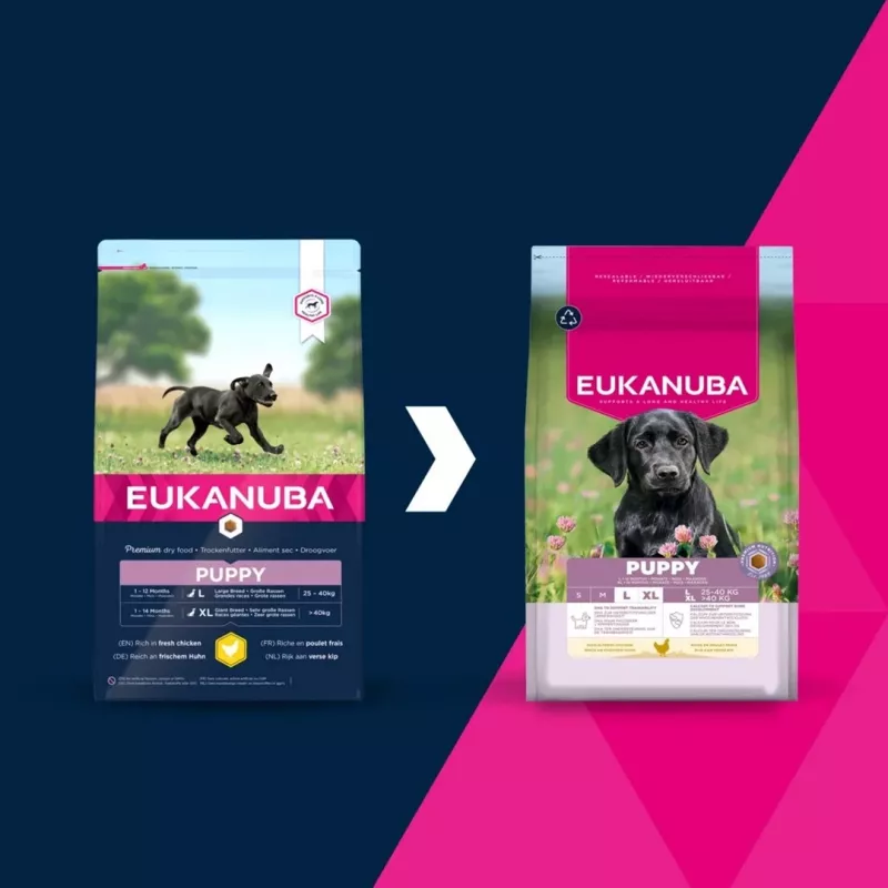 Sucha karma dla psa EUKANUBA Puppy Large Chicken 15 kg — formuła dla szczeniąt ras dużych i olbrzymich, 26,5% białka