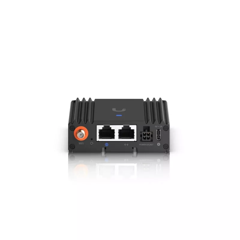 Router sieci komórkowej Ubiquiti UMR-Ultra — 4G LTE, NanoSIM, 2.4 GHz Wi‑Fi (802.11g), 2x RJ‑45, 3 zewnętrzne anteny SMA, 5–30 V DC