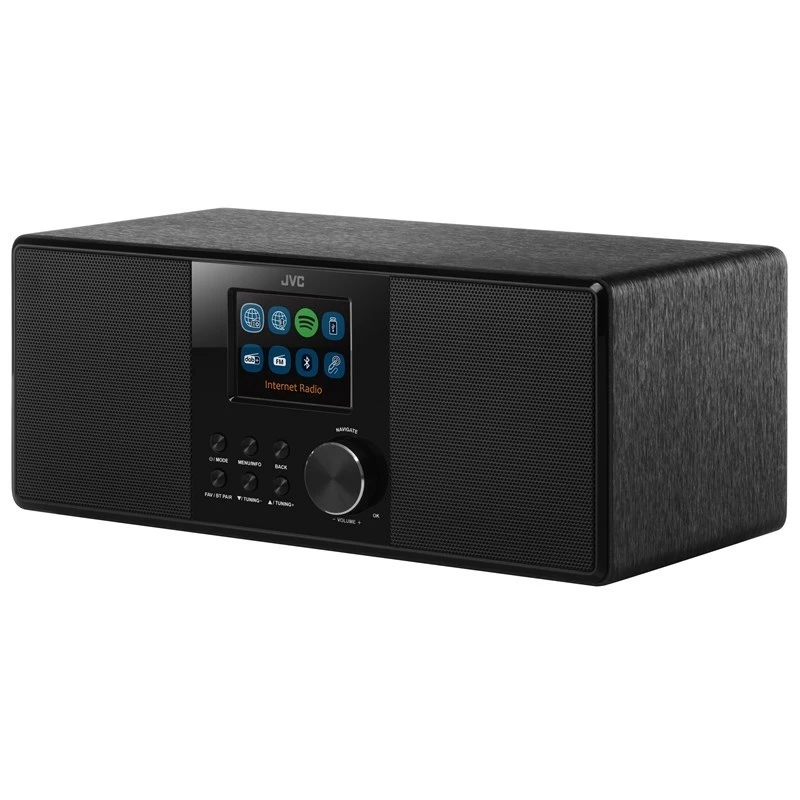 Internet Radio JVC RA-E981B — Wi‑Fi & Bluetooth streaming, DAB+, FM, 2x5W, 40 presets, USB, AUX, LCD display