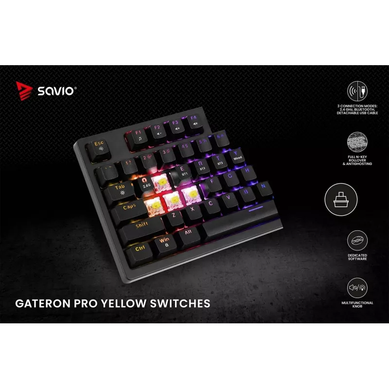 Savio Phenix SAVGK-RED Klawiatura Gaming USB RF Wireless Bluetooth QWERTY