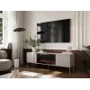 Szafka RTV z kominkiem Cama Meble TRESSE 180x40x54.5 cm — czarna rama, blat mat kaszmirowy