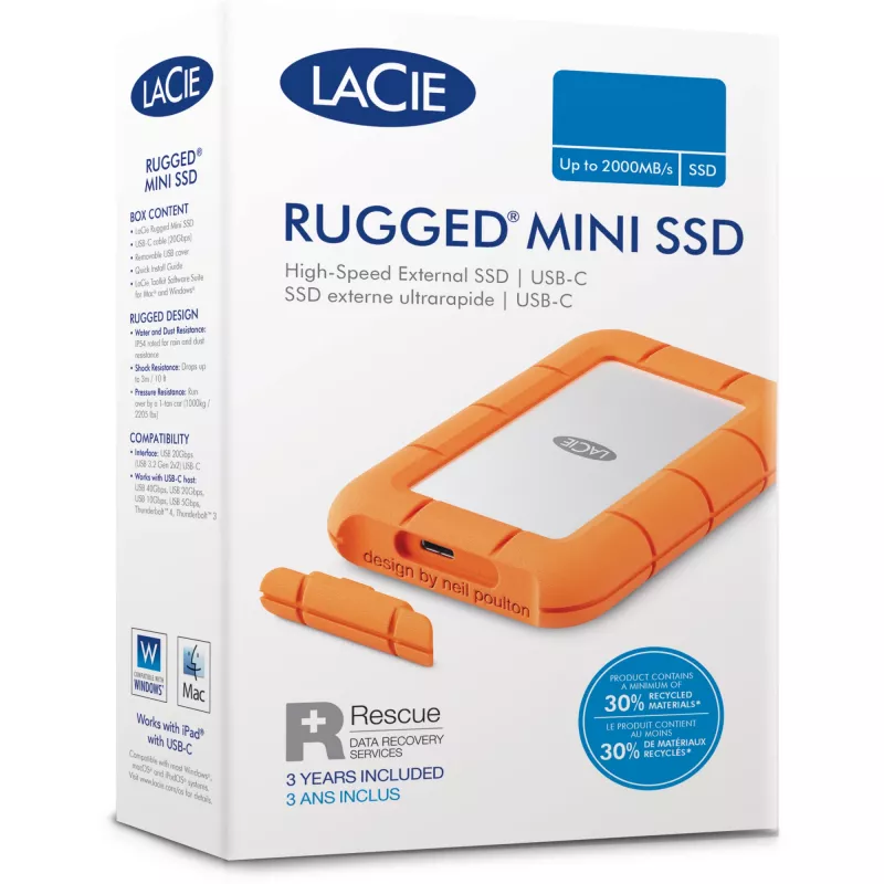 Rugged Mini 5 TB, Externe Festplatte (silber/orange, Micro-USB-B 3.2 Gen 1 (5 Gbit/s))