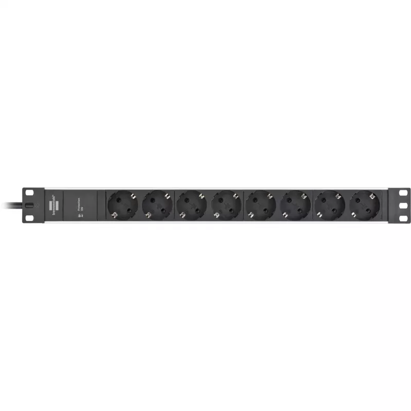 Brennenstuhl 1390007308 - 2 m - 8 wyjść AC - Wewnętrzna - IP20 - Aluminium - Plastik - Czarny - Srebrny