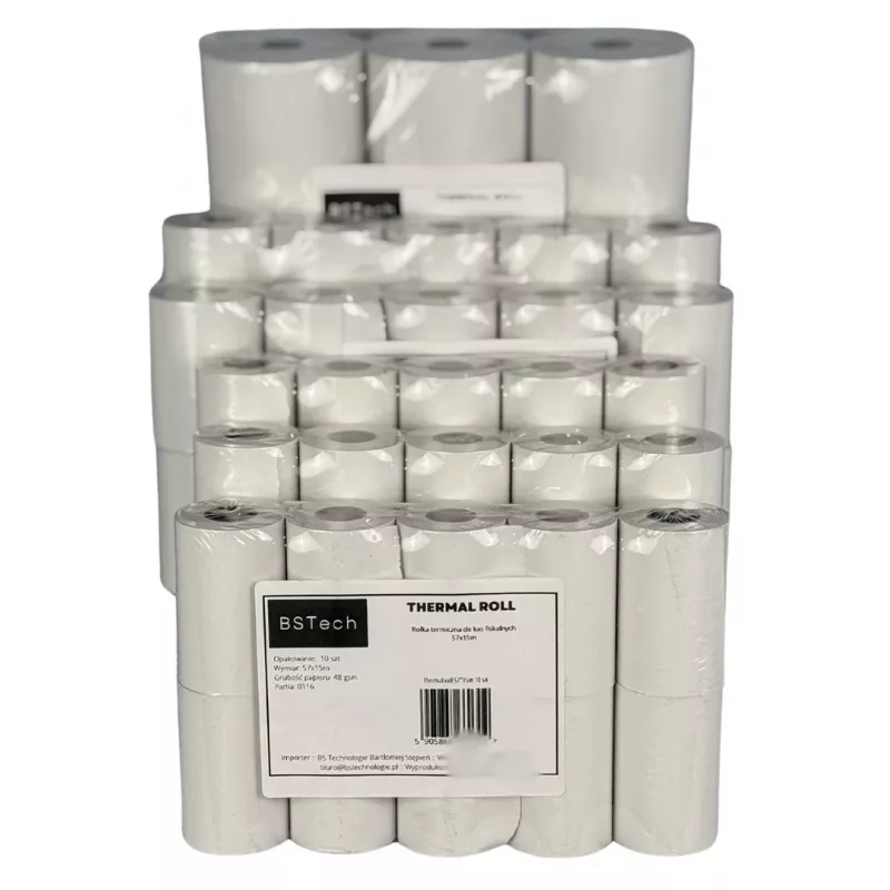 BSTech rolka papieru termicznego do kas fiskalnych 57x15m 10 sztuk