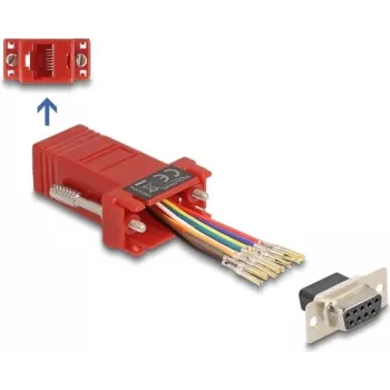 DeLOCK D-Sub 9 pin female to RJ45 female Assembly Kit czerwony VGA RJ-45