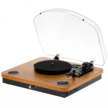 Gramofon analogowy z napędem paskowym Adler AD 1914 z portem USB, talerzem ceramicznym, silnikiem prądu stałego, prędkością 33 1/3 obr./min, Bluetooth 5.4, wyjściami RCA, wbudowanymi głośnikami