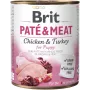 Mokra karma dla psa Brit Paté & Meat 800 g — pełnoporcjowa karma w puszce dla juniorów, indyk i kurczak, bezzbożowa, 75% wilgotności