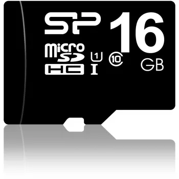 Karta pamięci MicroSDHC Silicon Power 16 GB Class 10 UHS-I U1 40 MB/s, wodoodporna, czarna