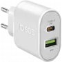 SBS - Zasilacz - 20 W - 3 A - Szybkie ładowanie, PD - 2 porty wyjściowe (USB, USB-C 24-pin) - Biały - Europa (TETRPD20W)