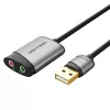 Karta dźwiękowa zewnętrzna USB Vention 0,15M Szary Metalowy Typ