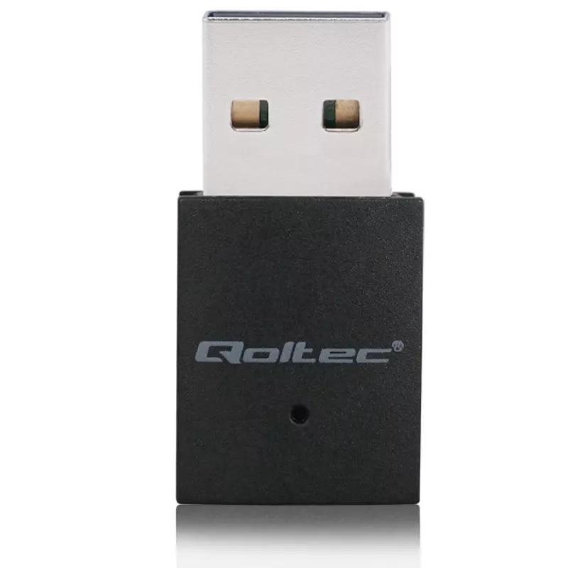 Bezprzewodowy mini adapter USB Wi-Fi QOLTEC 57007 — jednopasmowy 2.4 GHz, do 150 Mbps, antena wewnętrzna