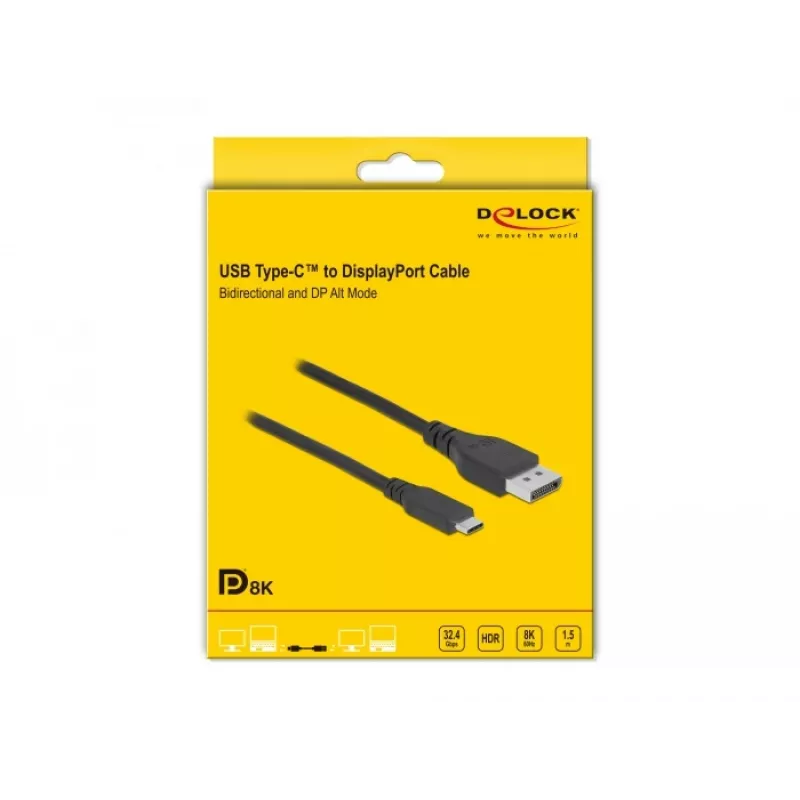 Kabel USB Typu-C do DisplayPort DeLOCK 86040 8K 60 Hz 1,5 m